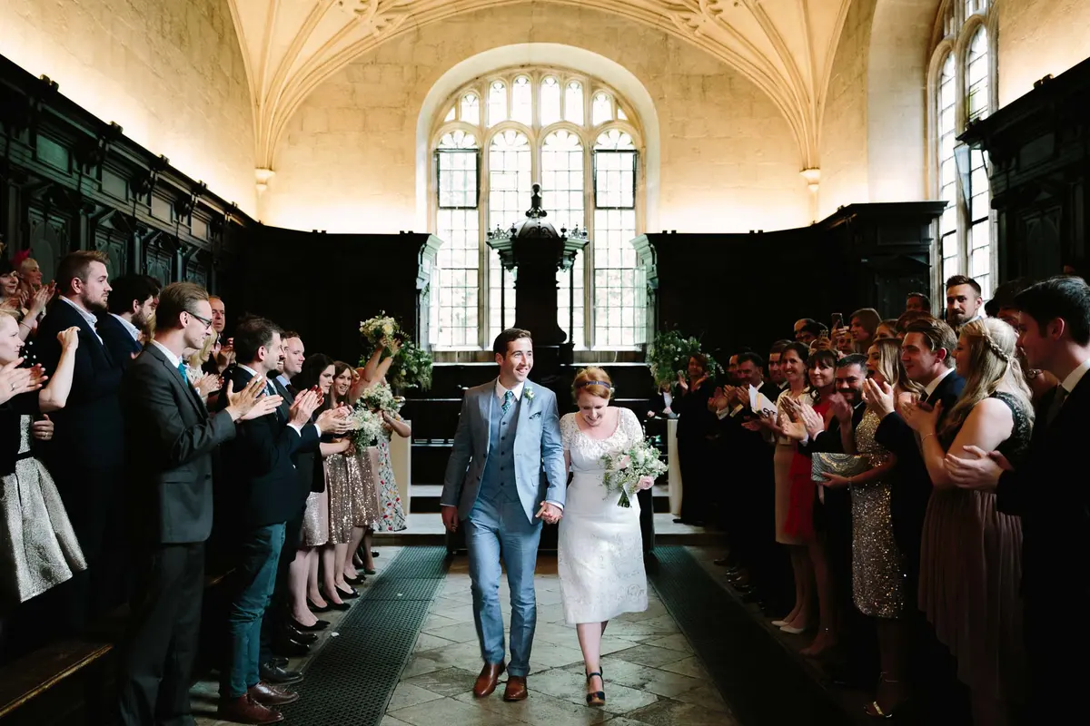 OXFORD WEDDING VENUES - couple exiting the bodlien library