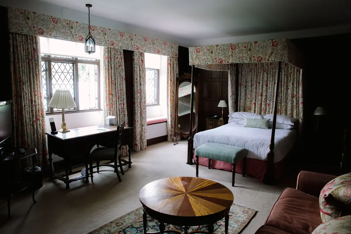 the bedroom at the manor country house hotel in Oxfordshire