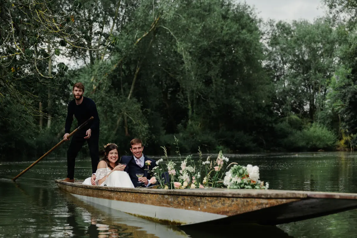 Punting up to Cherwell Boathouse on your wedding day