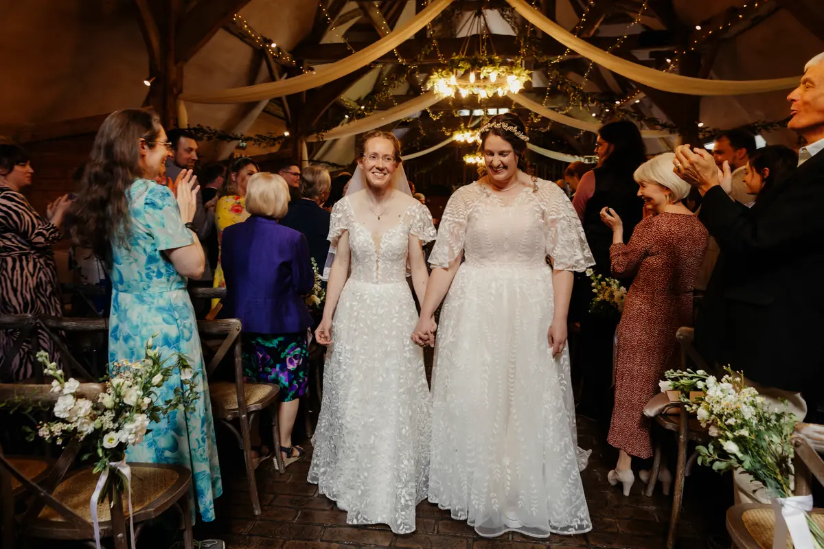 The wedding ceremony at Lains Barn Wedding Venue