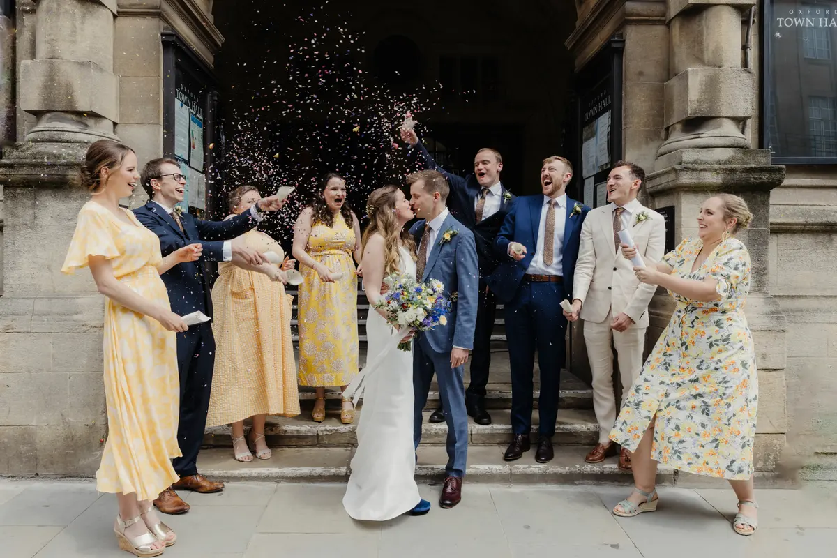 Confetti after wedding ceremony