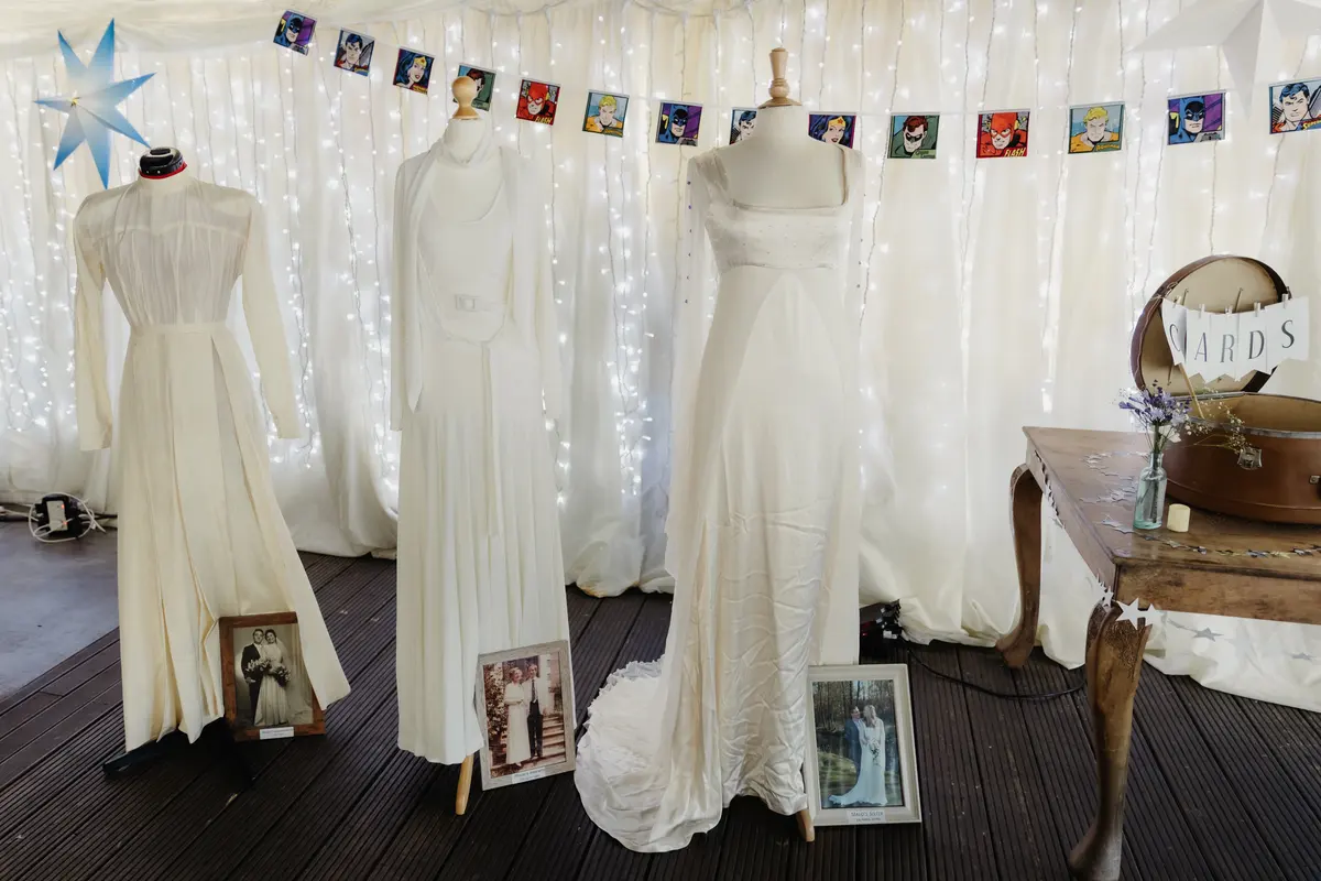 Temporary tattoos on guests at Maud & Ian’s wedding